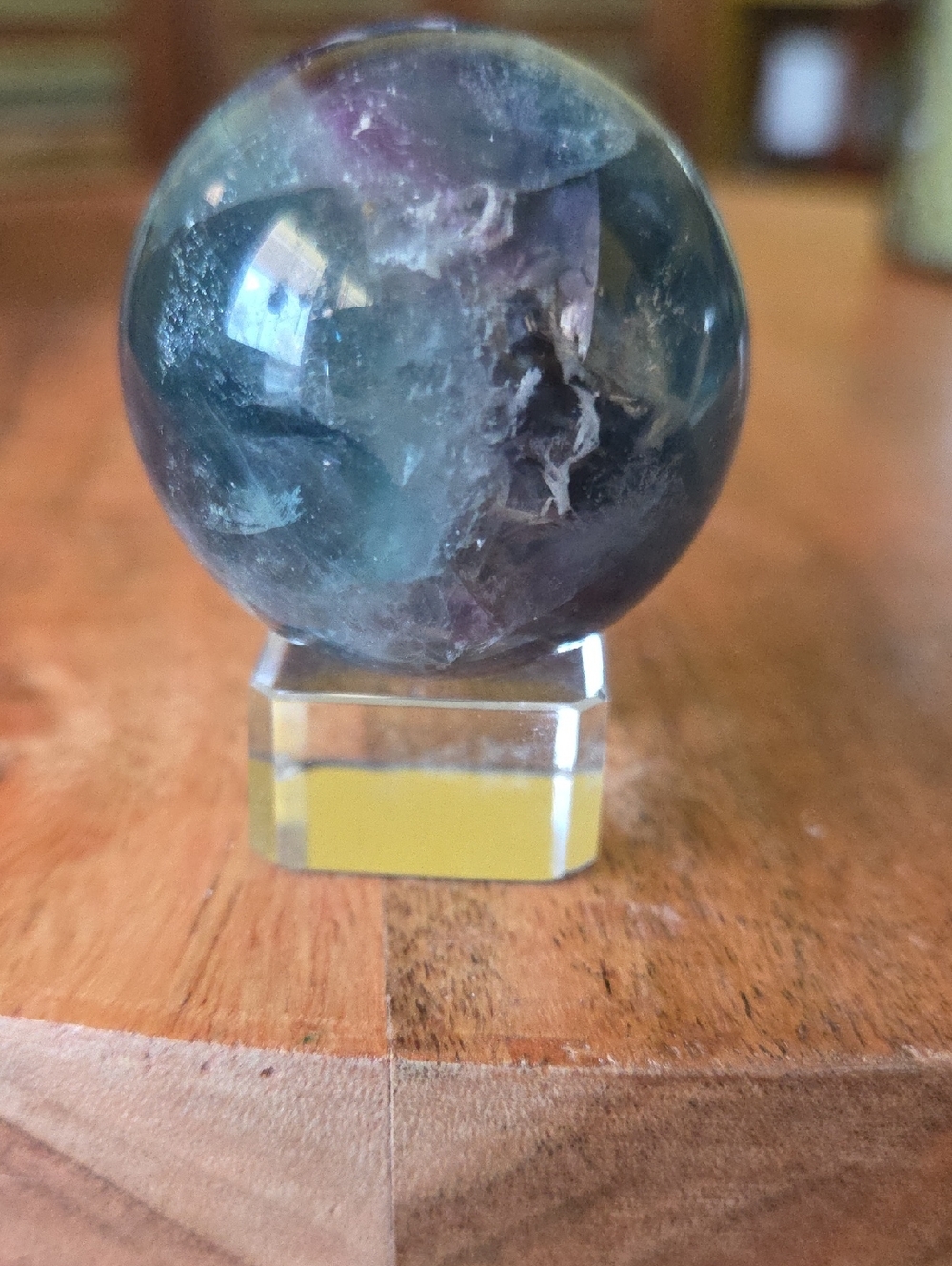 Fluorite Crystal Sphere with Stand - Green & Purple